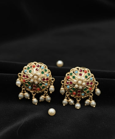 Multi Jadau Pearl Earrings